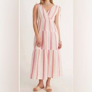 Marine Layer Pink and White Striped Maxi Dress